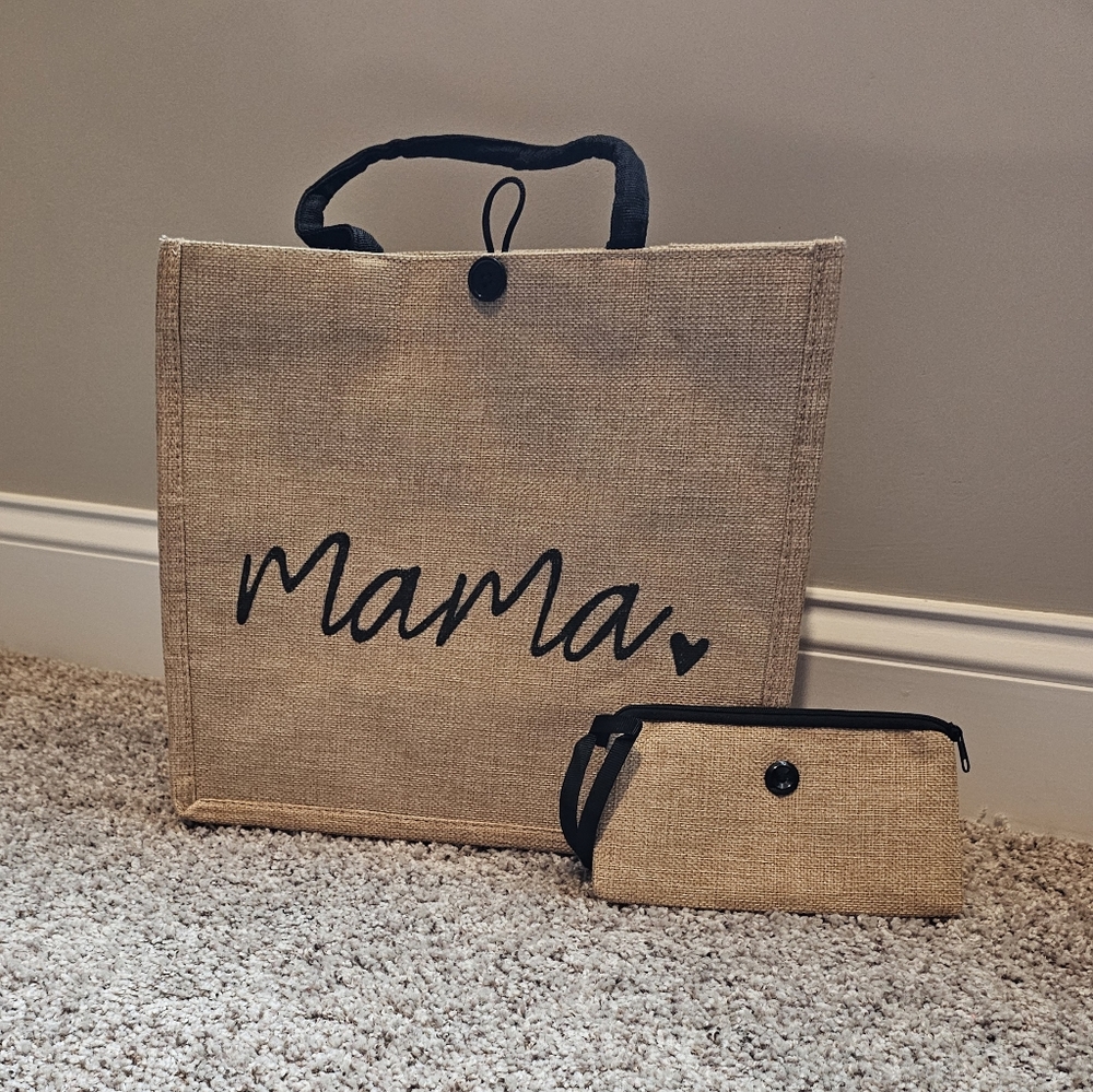 "Mama" woven tote bag